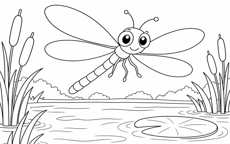 Libelle Luna Libelle Luna mit vier Flügeln über dem Teich mit Schilf