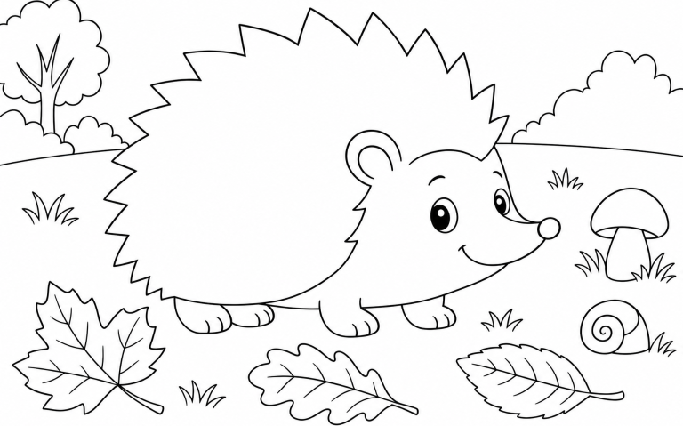 Igel Igor Igel Igor mit Stachelrücken zwischen Herbstblättern und Pilz